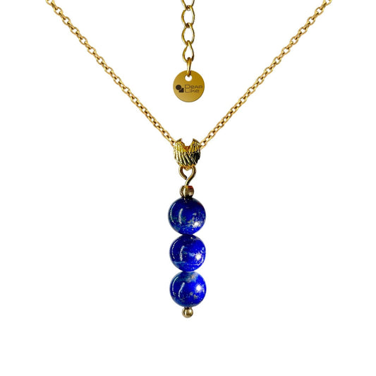 Real Lapis Lazuli Necklace,Gold Necklace for Women, Angel Wing Pendant and Delic