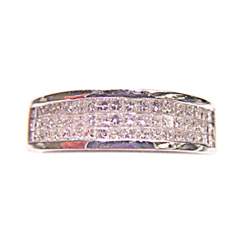 .81 CT 3 ROW INVISBLE SET PRINCESS CUT PRINCESS SHAPE DIAMOND BAND DIAMOND RING