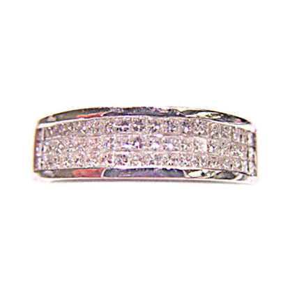.81 CT 3 ROW INVISBLE SET PRINCESS CUT PRINCESS SHAPE DIAMOND BAND DIAMOND RING