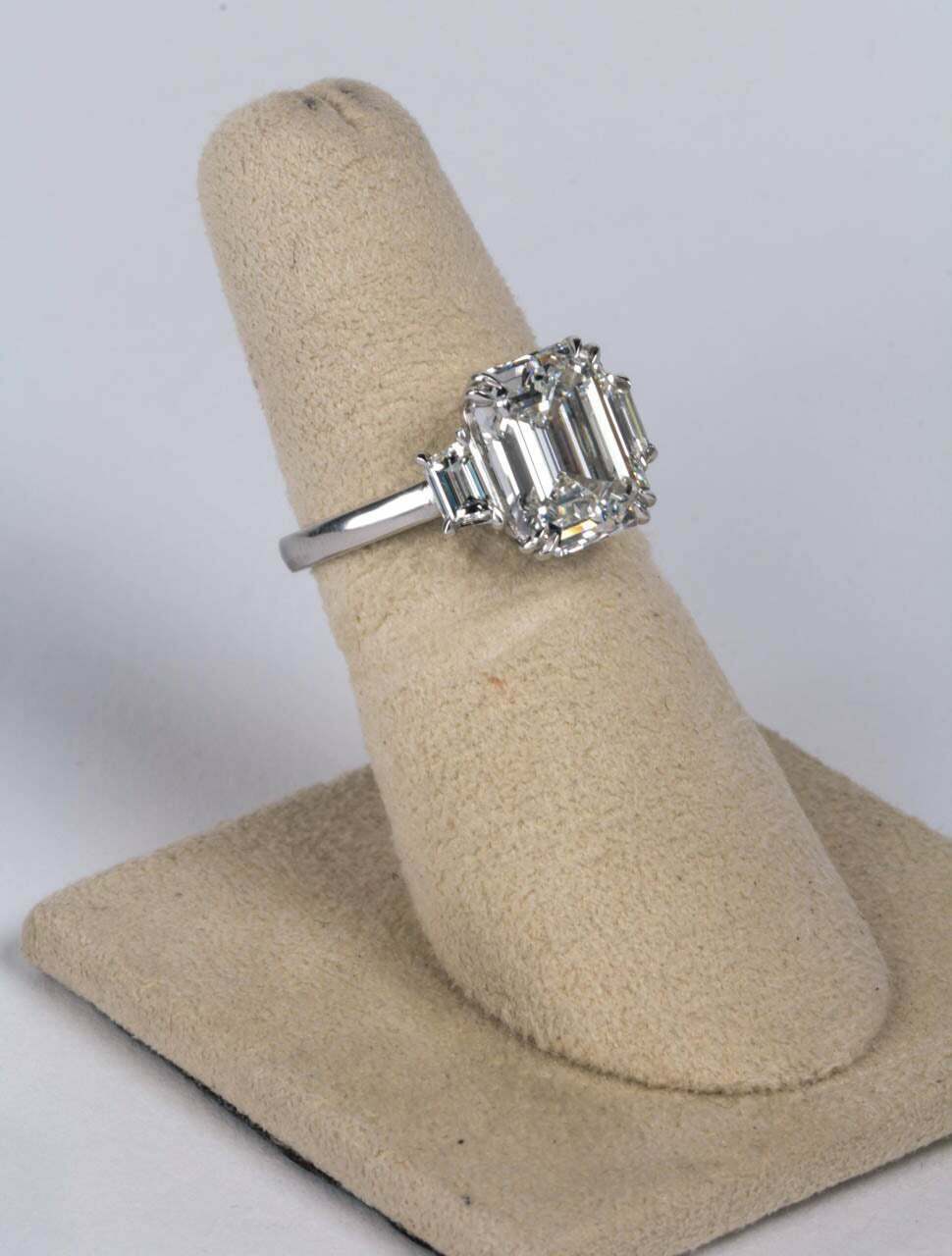 GIA Certified Emerald Cut F VS1 Diamond Platinum Ring