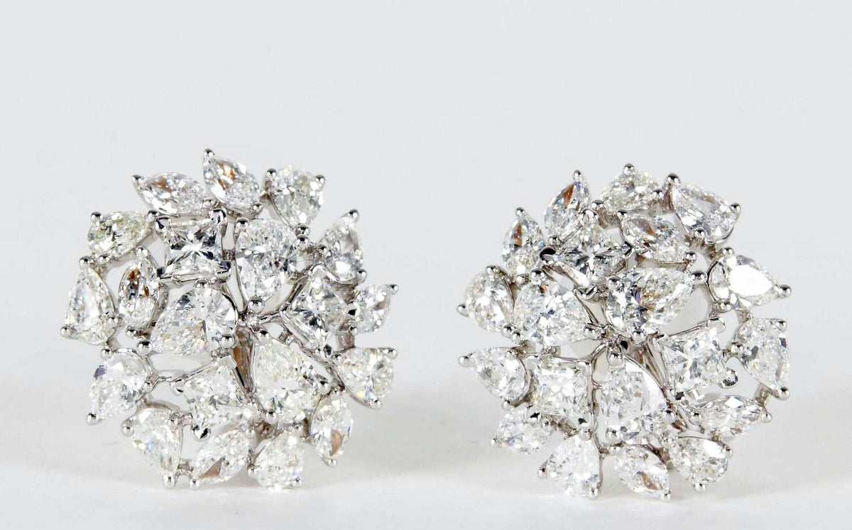 6.25 carats of F/G color VS clarity diamonds. This earring features pear, marque