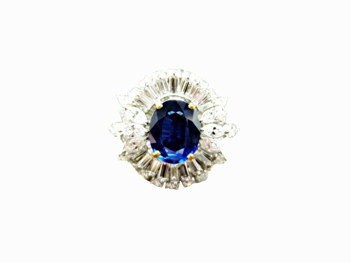 OVAL SAPPHIRE BAGUETTE ROUND MARQUISE DIAMOND RING