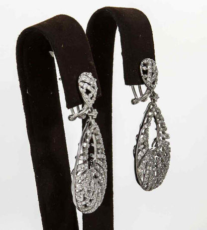 Pear Shaped Diamond Gold Dangle Earrings
