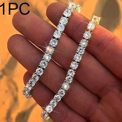 2021 Lastest Hip Hop Mens Iced Out Diamond Crystal Single Row Tennis Bracelet Si
