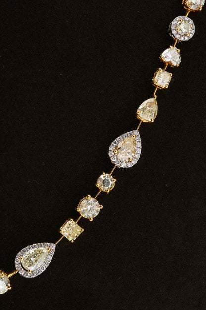 Multishape Yellow and White Diamond Necklace