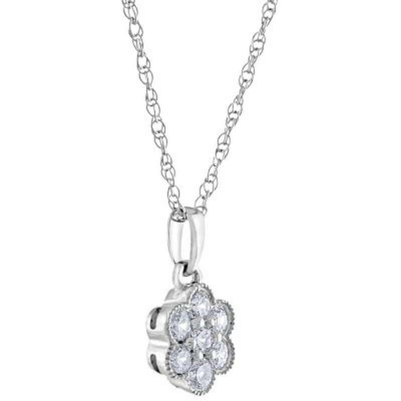 0.15 CT. T.W. Diamond Flower Cluster Pendant in 14K Gold