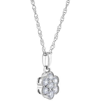 0.15 CT. T.W. Diamond Flower Cluster Pendant in 14K Gold