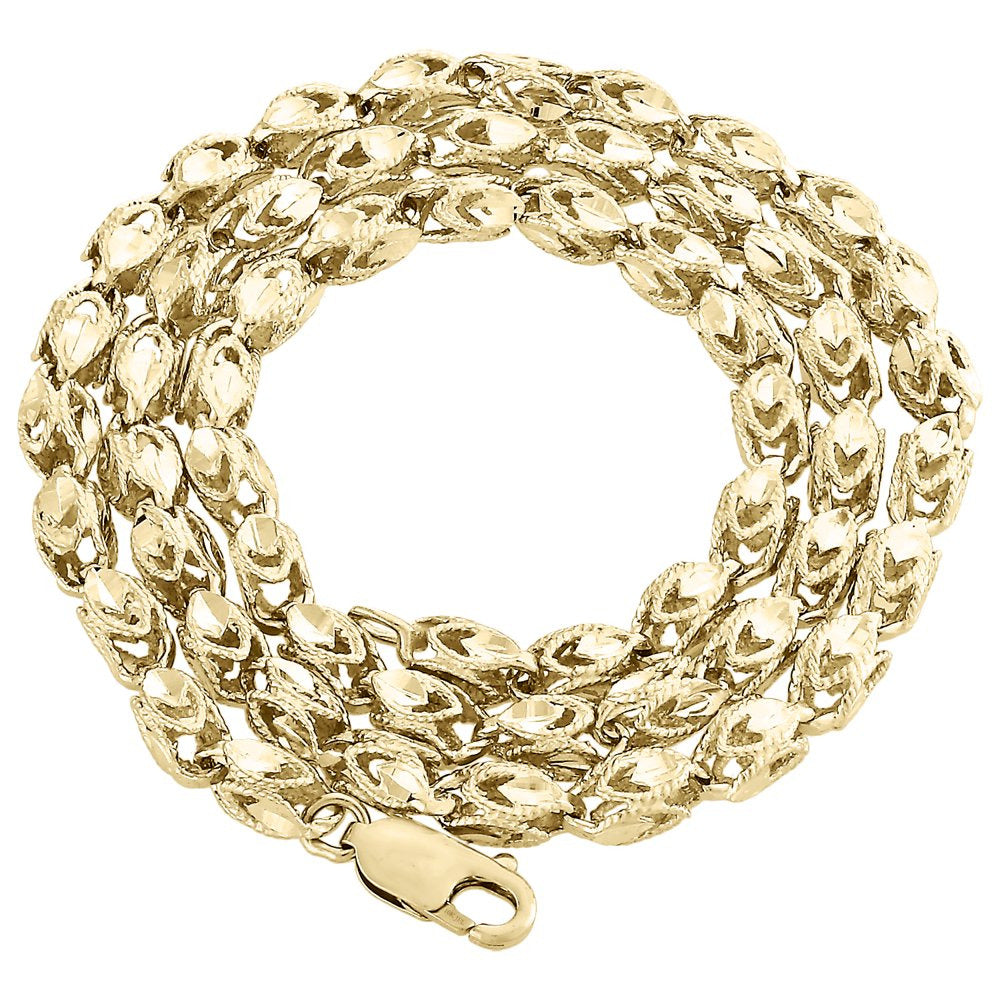 10K Yellow Gold 3D Turkish Rope Fancy Link 3.70Mm Chain Statement Necklace 26"