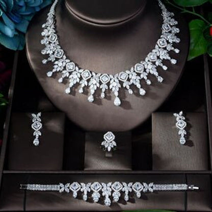 Zircons High Quality White Gold Color Cubic Zirconia Bridal Wedding Necklace