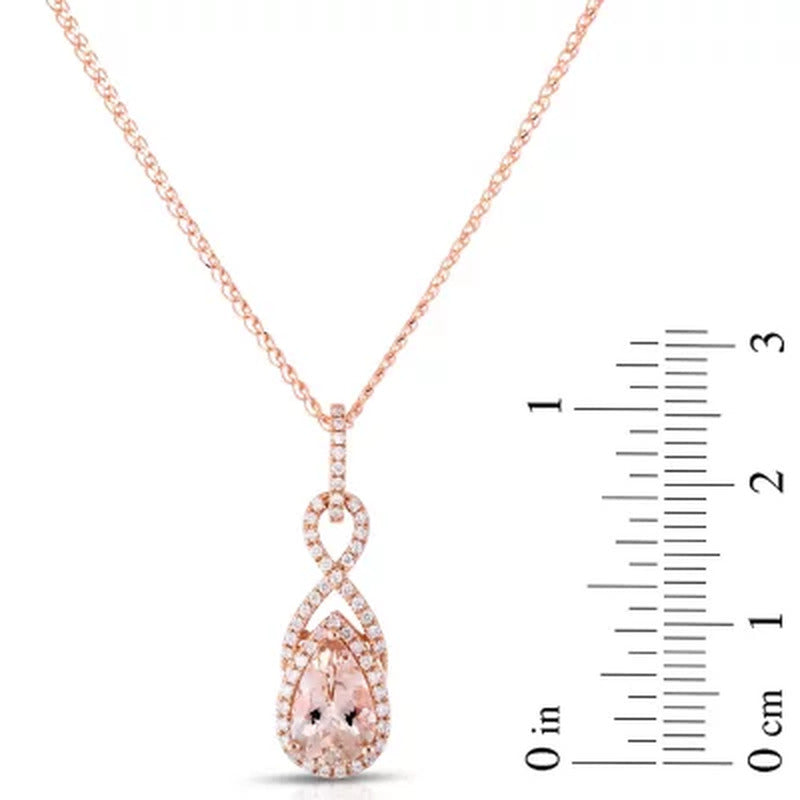 Pear Cut Morganite and Diamond Pendant in 14K Rose Gold