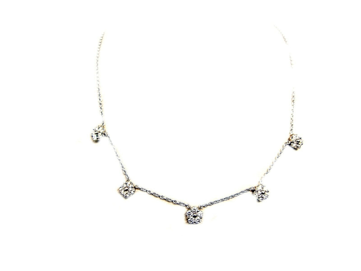DIAMOND FIVE CLUSTER DROP NECKLACE SET CHOKER DIAMOND STYLE DIAMOND NECKLACE