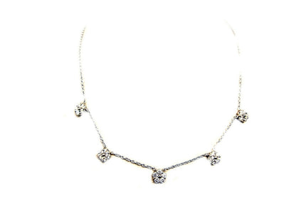 DIAMOND FIVE CLUSTER DROP NECKLACE SET CHOKER DIAMOND STYLE DIAMOND NECKLACE