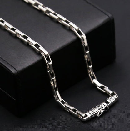 5Mm S925 Sterling Silver Checkered Chain Necklace Men Male Pure Thai Silver