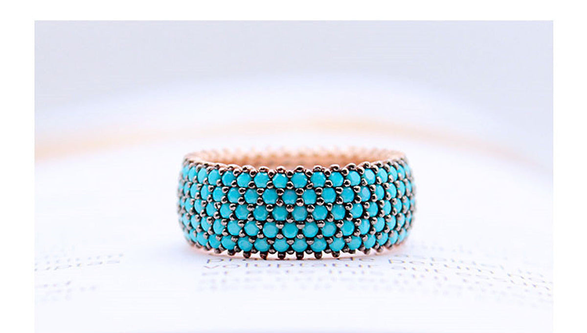 Turkish Turquoise Colored Gemstone Ring for Women