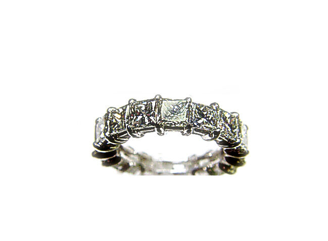 DIAMOND PRINCESS SHAPE 18 STONE ETERNITY SET BAND COMMON PRONG SET EACH DIAMOND