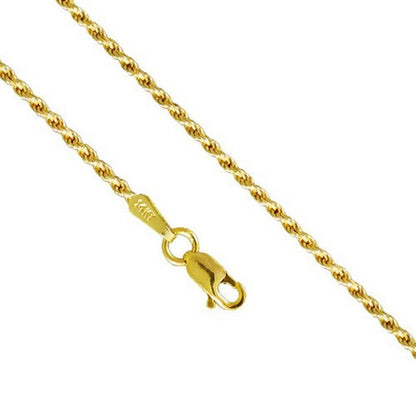 14K Yellow Gold Men Women'S 1.0MM Rope Diamond Cut Necklace Chain Link Lobster C