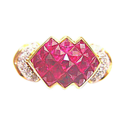 3.00 CT RUBIES FRENCH SHAPE .25 CT ROUND BRILLIANT SHAPE RUBY DIAMOND