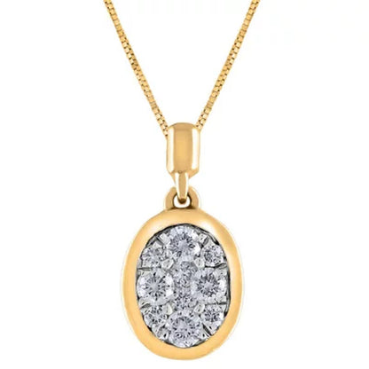 0.23 CT. T.W. Composite Diamond Oval Shape Bezel Pendant in 14K Gold