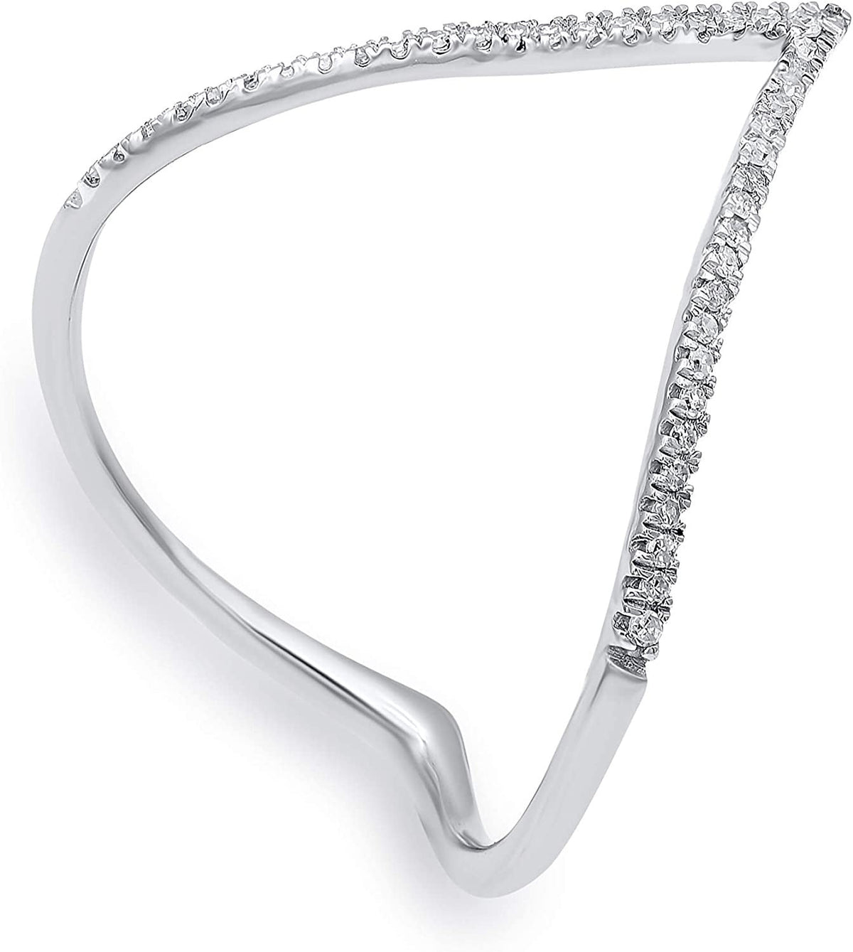 1/10 Carat Natural round Diamond V Shape Promise Ring for Women in 925 Sterling