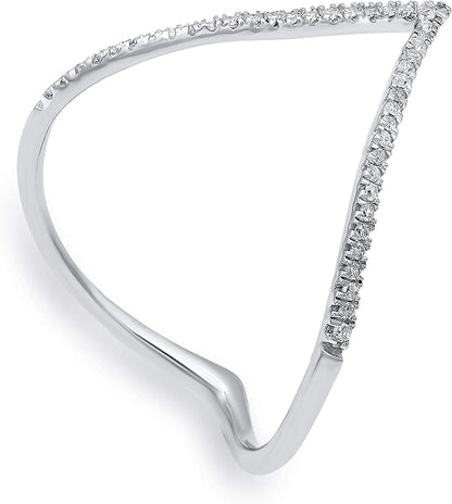 1/10 Carat Natural round Diamond V Shape Promise Ring for Women in 925 Sterling