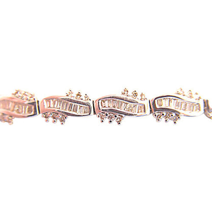 6.60 CT ROUND BRILLIANT BAGUETTE CUT DIAMOND BRACELET PRONG AND CHANNEL SET 14 K