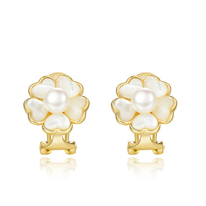 Pearl Ear Clip without Pierced Tea Retro Japanese Style