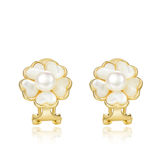 Pearl Ear Clip without Pierced Tea Retro Japanese Style