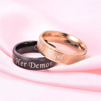 Fashion 'His Angel' 'His Angel' Stainless Steel Couples Ring Wedding Ring Gifts