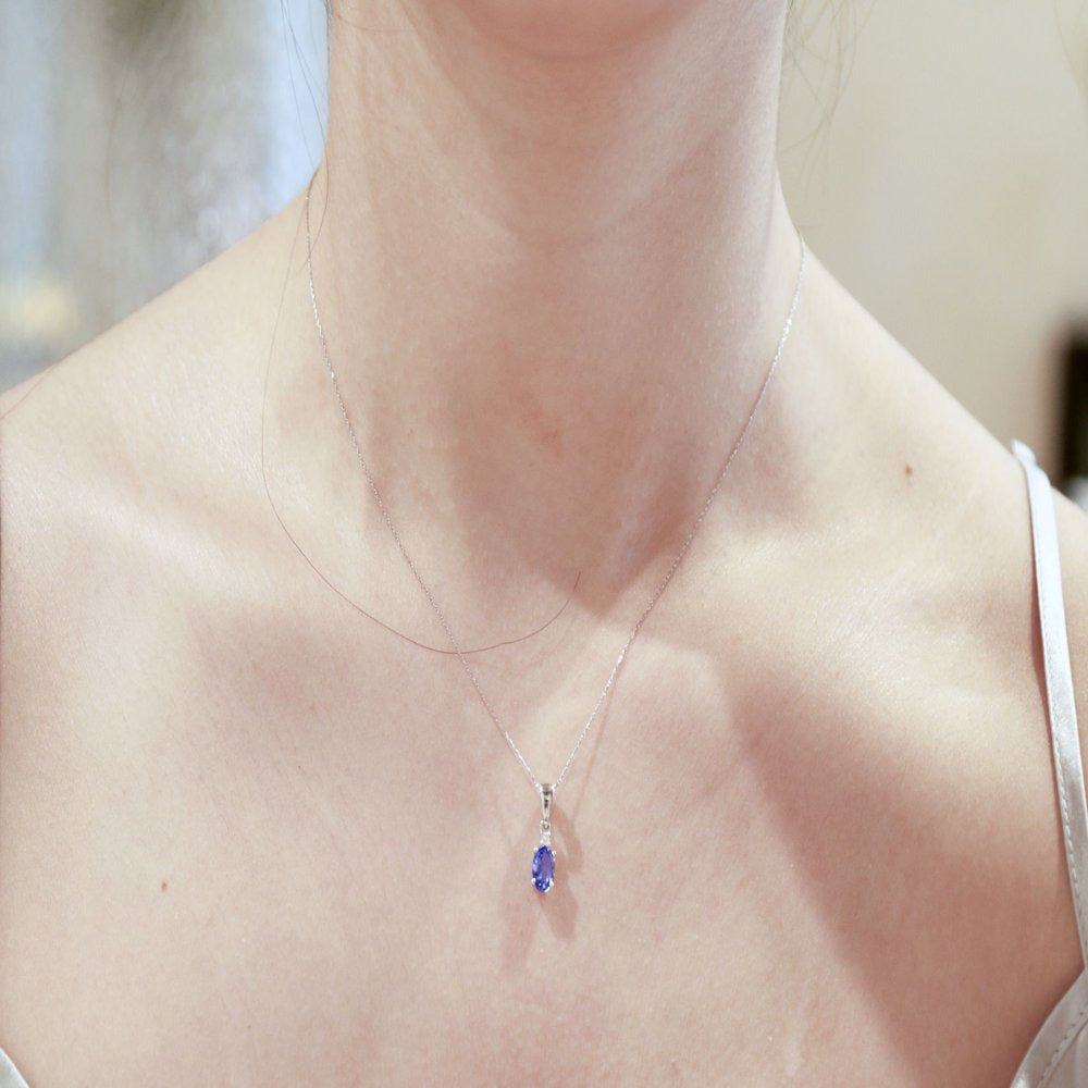 Gin & Grace 10KT WG Tanzanite and Diamond Accent Pendant Necklace