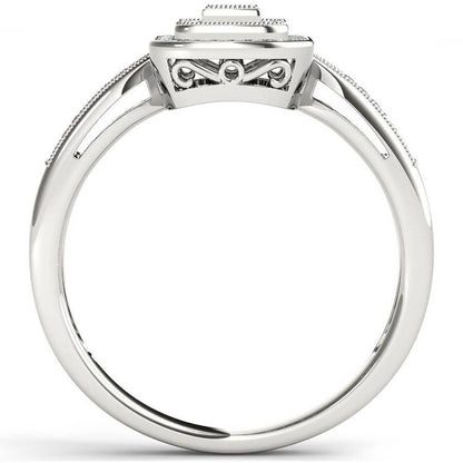 1/6 Carat T.W. Diamond Cluster Square-Shape Double Halo 10Kt White Gold Engageme
