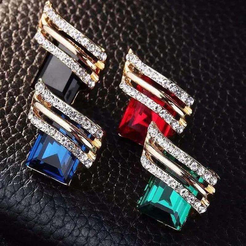 Fashion Temperament Women'S Cubic Zirconia Earrings Large Red Zircon Stud Earrin