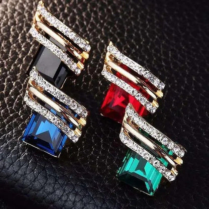 Fashion Temperament Women'S Cubic Zirconia Earrings Large Red Zircon Stud Earrin