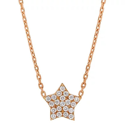 0.11 CT. T.W. Diamond Star Necklace in 18K Rose Gold