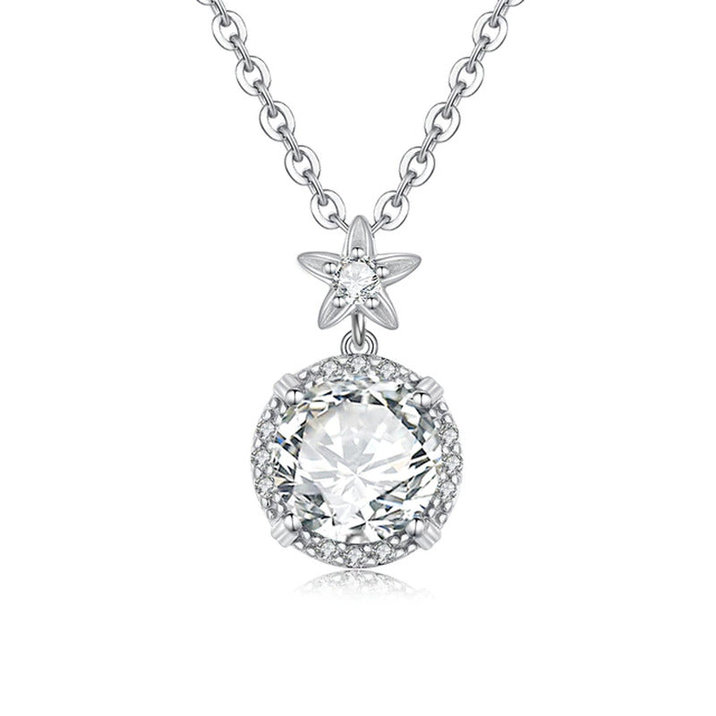 4 Carat Moissanite Necklace for Women D Color round Cut Pure 925 Silver Pass
