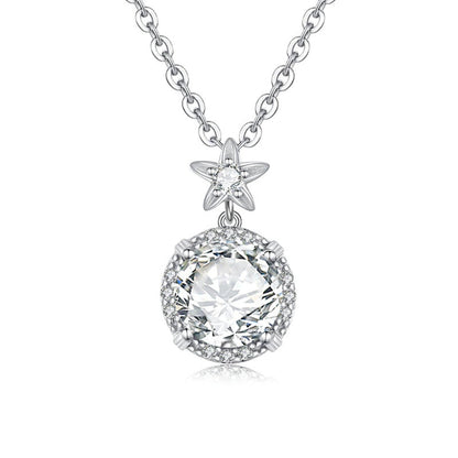 4 Carat Moissanite Necklace for Women D Color round Cut Pure 925 Silver Pass