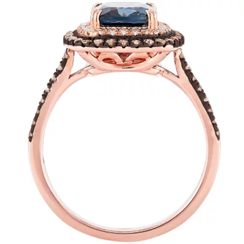 Cushion-Cut London Blue Topaz Ring with 0.37 CT. T.W. Diamonds in 14K Rose Gold