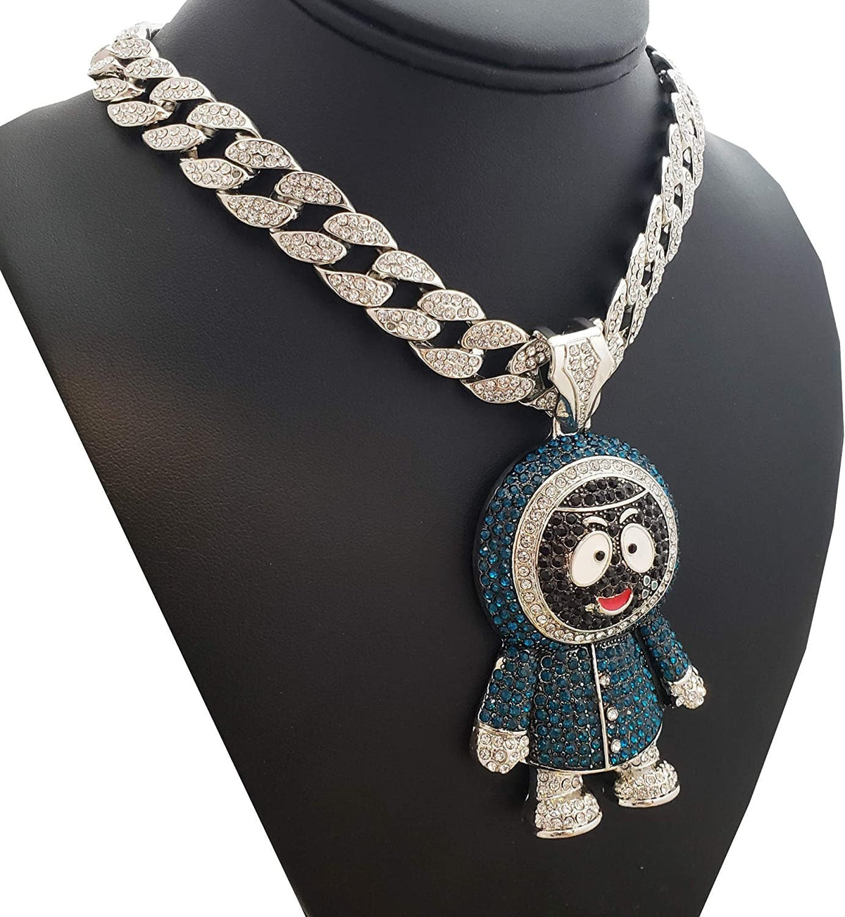 Hip Hop Iced Large BRICK SQUAD ESKIMO Pendant & 18" 1 ROW Tennis Choker Chain Ne