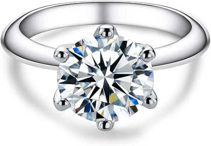 Anuclub 1/2/3/5CT Six Prong Solitaire Moissanite Ring, Thickened Gold Plated Sil
