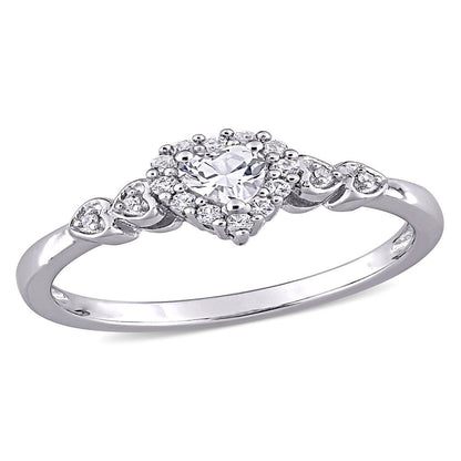 3/8 Carat T.G.W. Created White Sapphire and Diamond-Accent Sterling Silver Heart