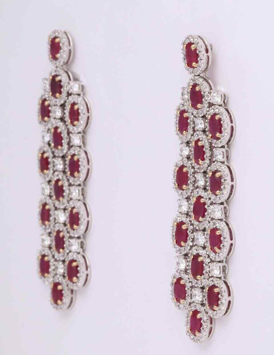 Ruby and Diamond Chandelier Earrings