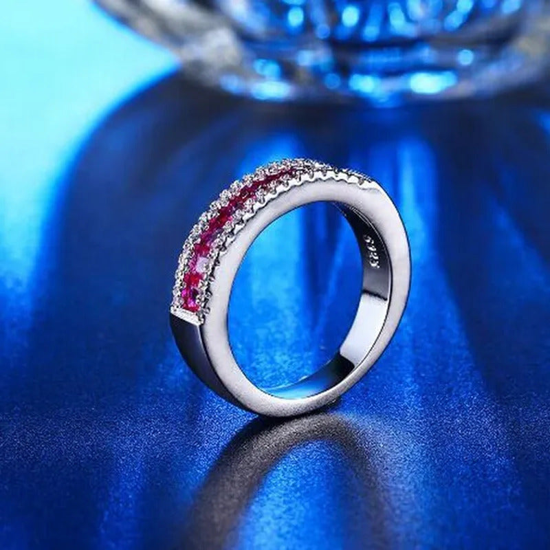 925 Silver Natural Ruby Gemstones Birthstone Bride Wedding Engagement Strange Ri
