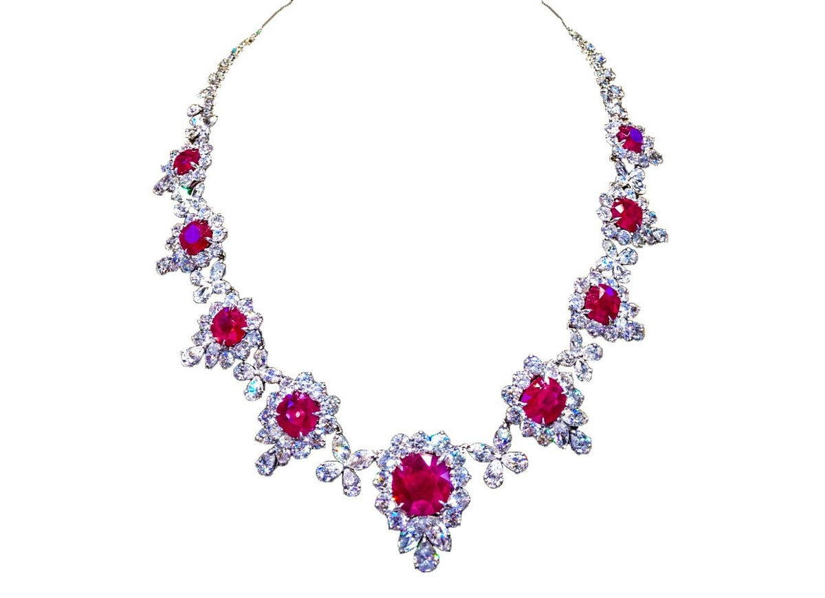 GRS CERTIFIED RUBY NECKLACE 9 CERTIFIED NATURAL 10.37CT CENTER RUBY CUSHION CUT