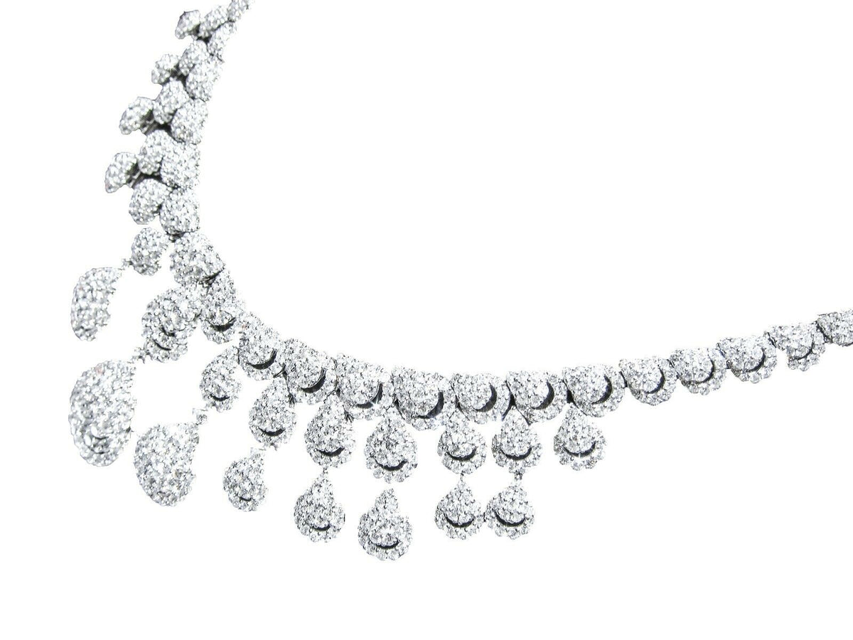 DIAMOND ROUND BRILLIANT SHAPE SET NECKLACE DANGLE DROP STYLE DIAMOND NECKLACE