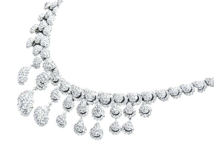 DIAMOND ROUND BRILLIANT SHAPE SET NECKLACE DANGLE DROP STYLE DIAMOND NECKLACE