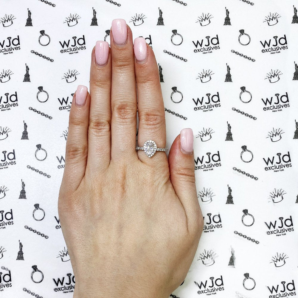 1.10CT. TW Pear Shaped Halo Created Diamond 14K White Gold Engagement Ring