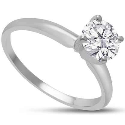 1 Carat Diamond Solitaire Engagement Ring in 14K White Gold for Women
