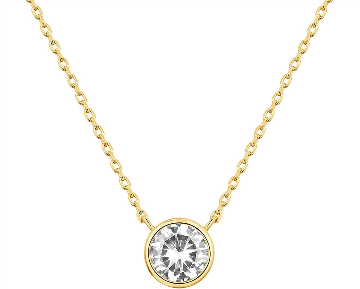 14K Gold Plated 1.00 Ct (D Color, VVS Clarity) CZ Simulated Diamond Bezel-Set So