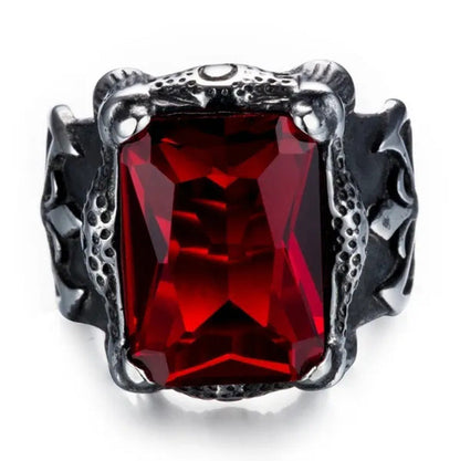 Men'S Stainless Steel Dragon Claw Blue Cubic Zirconia Biker Ring Jewelry