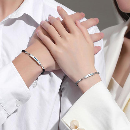 2 Pcs Alloy Couple Bracelets Bangles Adjustable Chain Wristband Temperature Chan