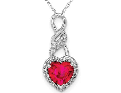 3/4 Carat (Ctw) Ruby Heart Pendant Necklace in 14K White Gold with Chain